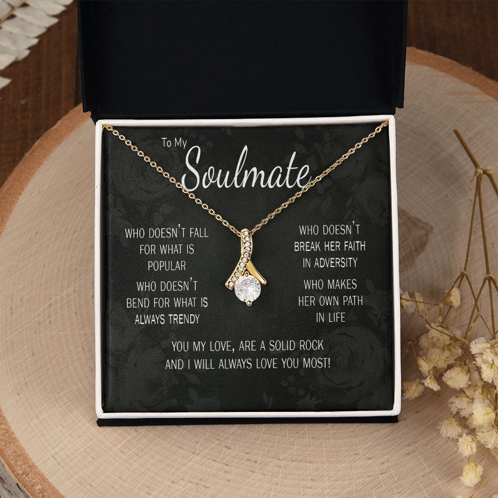 Birthday gift for soulmate wife girlfriend with card and  gold necklace my solid rock