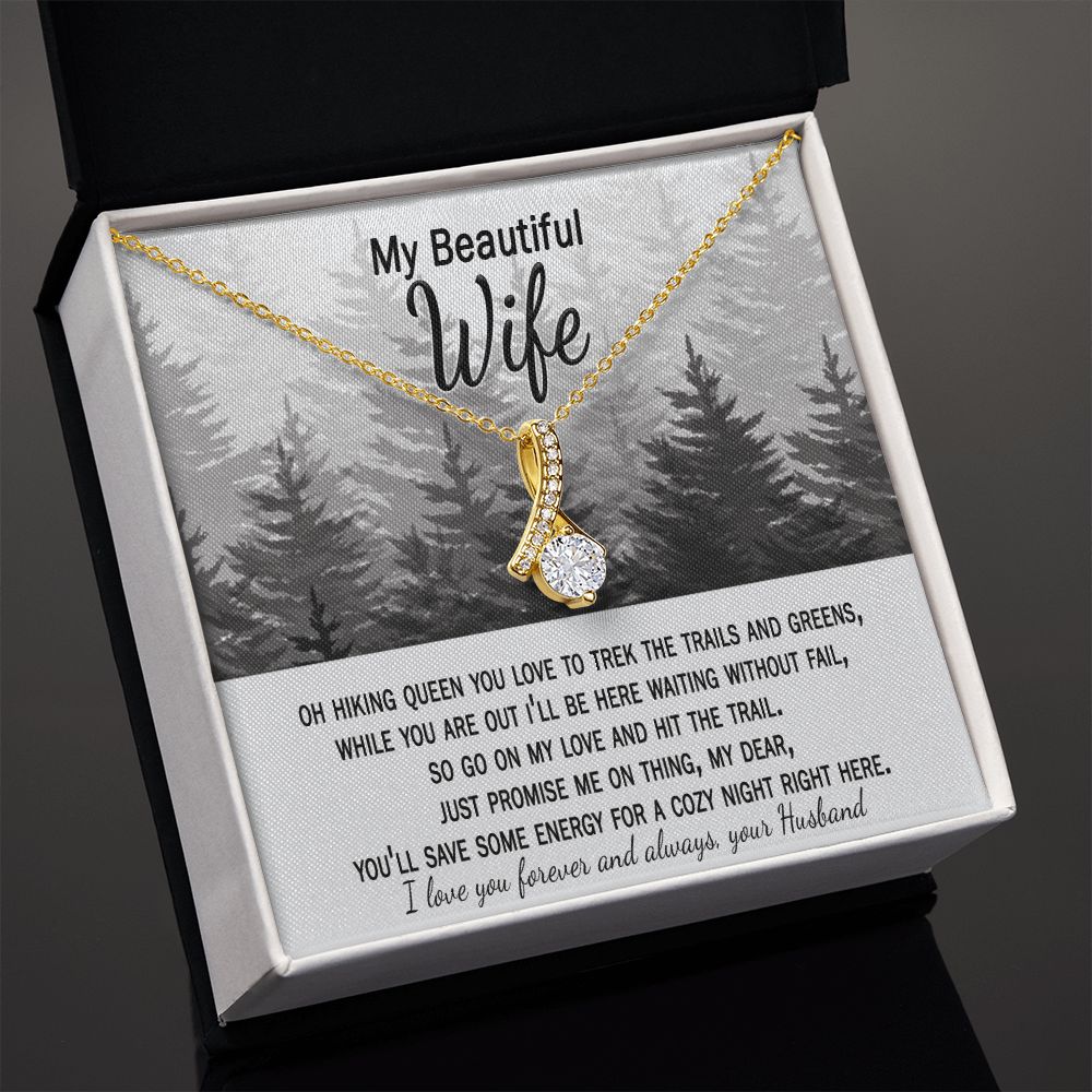 valentines day gift necklace with card for wife who loves hiking from husband