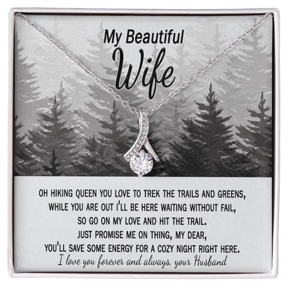 Anniversary gift necklace with card for wife who loves hiking from husband