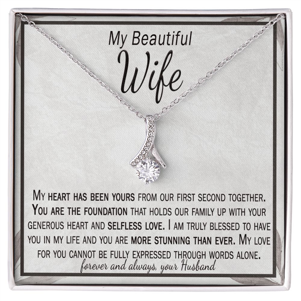 selfless love birthday gift for wife card and necklace from husband