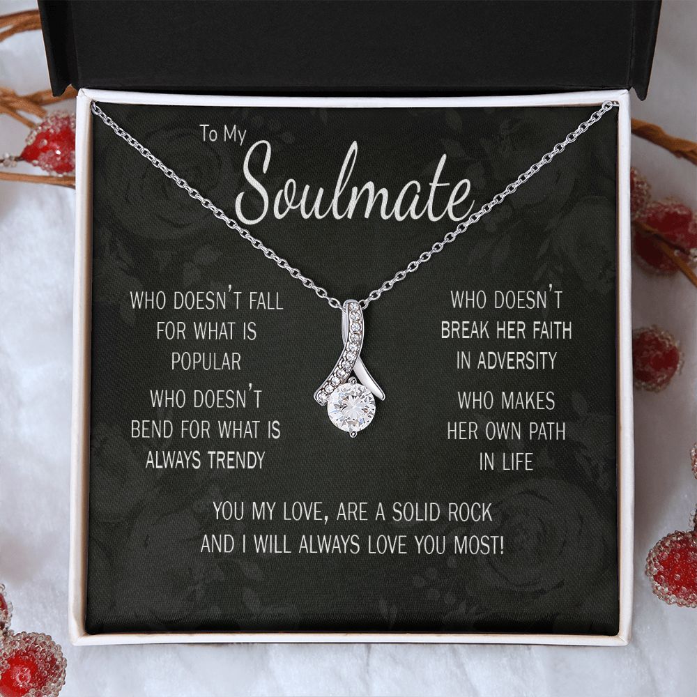 Birthday gift for soulmate wife girlfriend with card and white gold necklace my solid rock