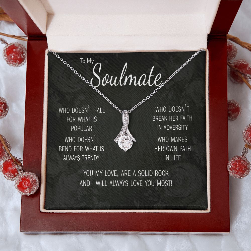 Valentines Day gift for soulmate wife girlfriend with card and white gold necklace my solid rock