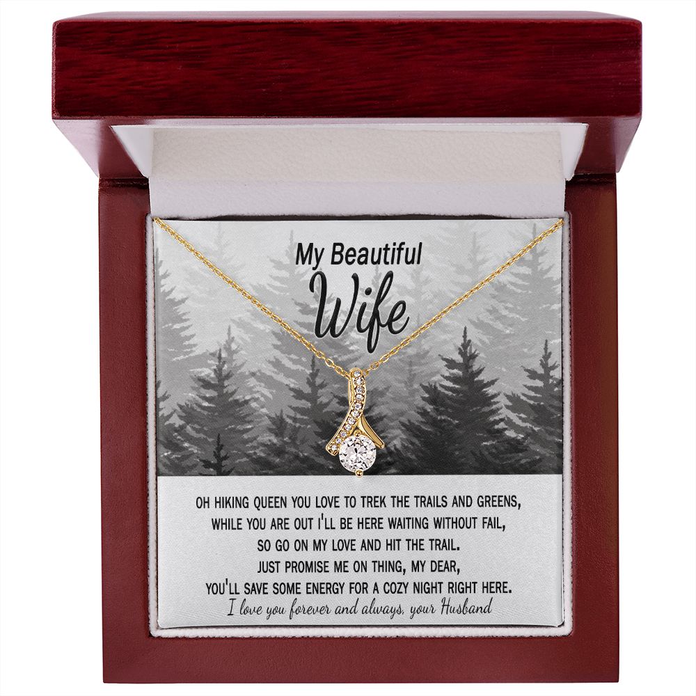 mother's day gift necklace with card for wife who loves hiking from husband