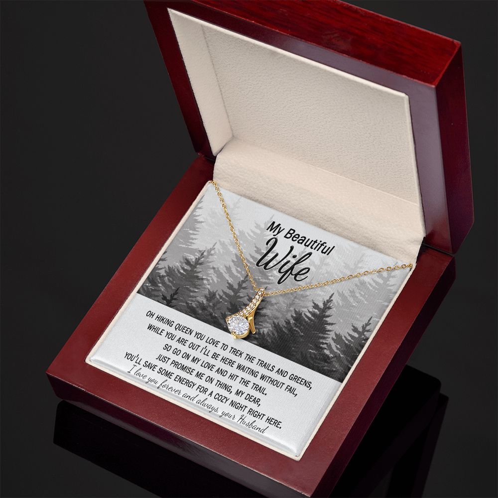 special gift necklace with card for wife who loves hiking from husband