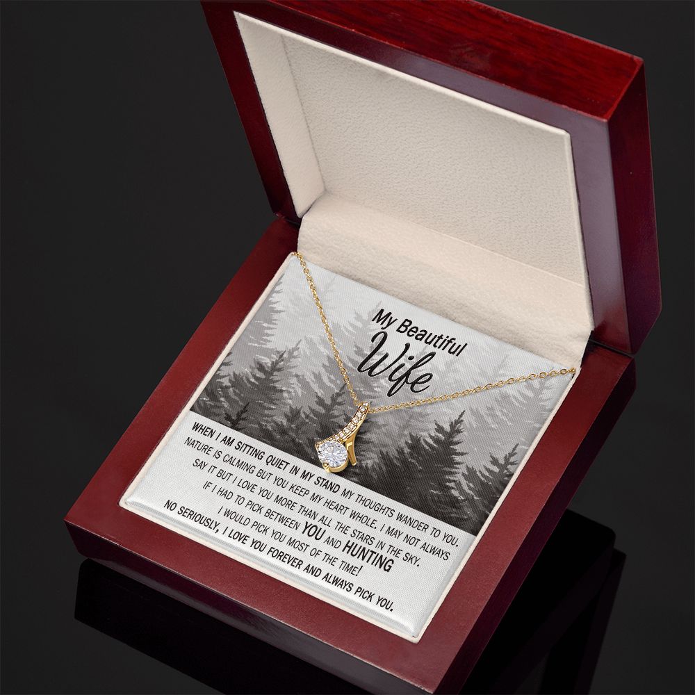 pick you and hunting card for Mother's day gift necklace for wife from hunting husband