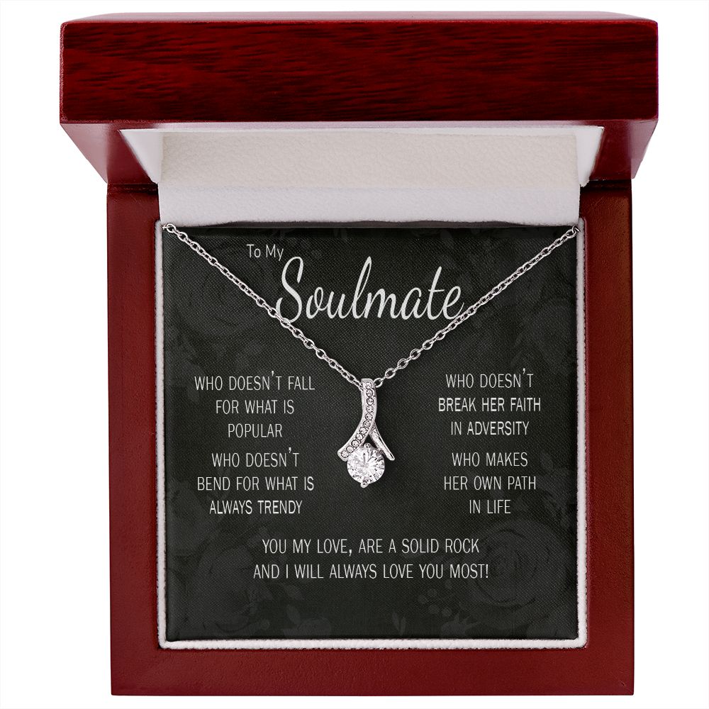 Christmas gift for soulmate wife girlfriend with card and white gold necklace my solid rock