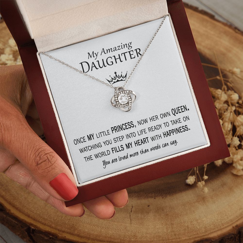 18th Birthday gift for daughter princess to queen from dad mom white gold necklace and card