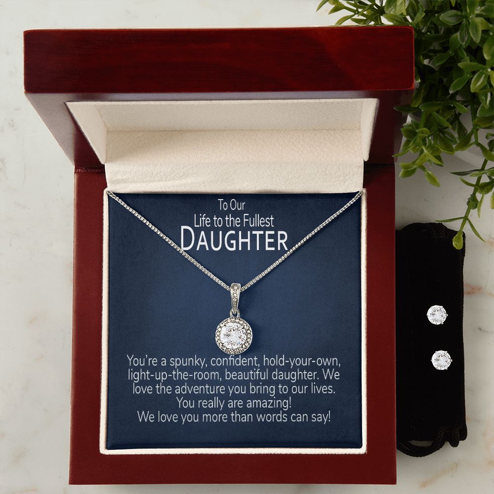 To Our Life To The Fullest Daughter Card Necklace & Earrings Gift Set