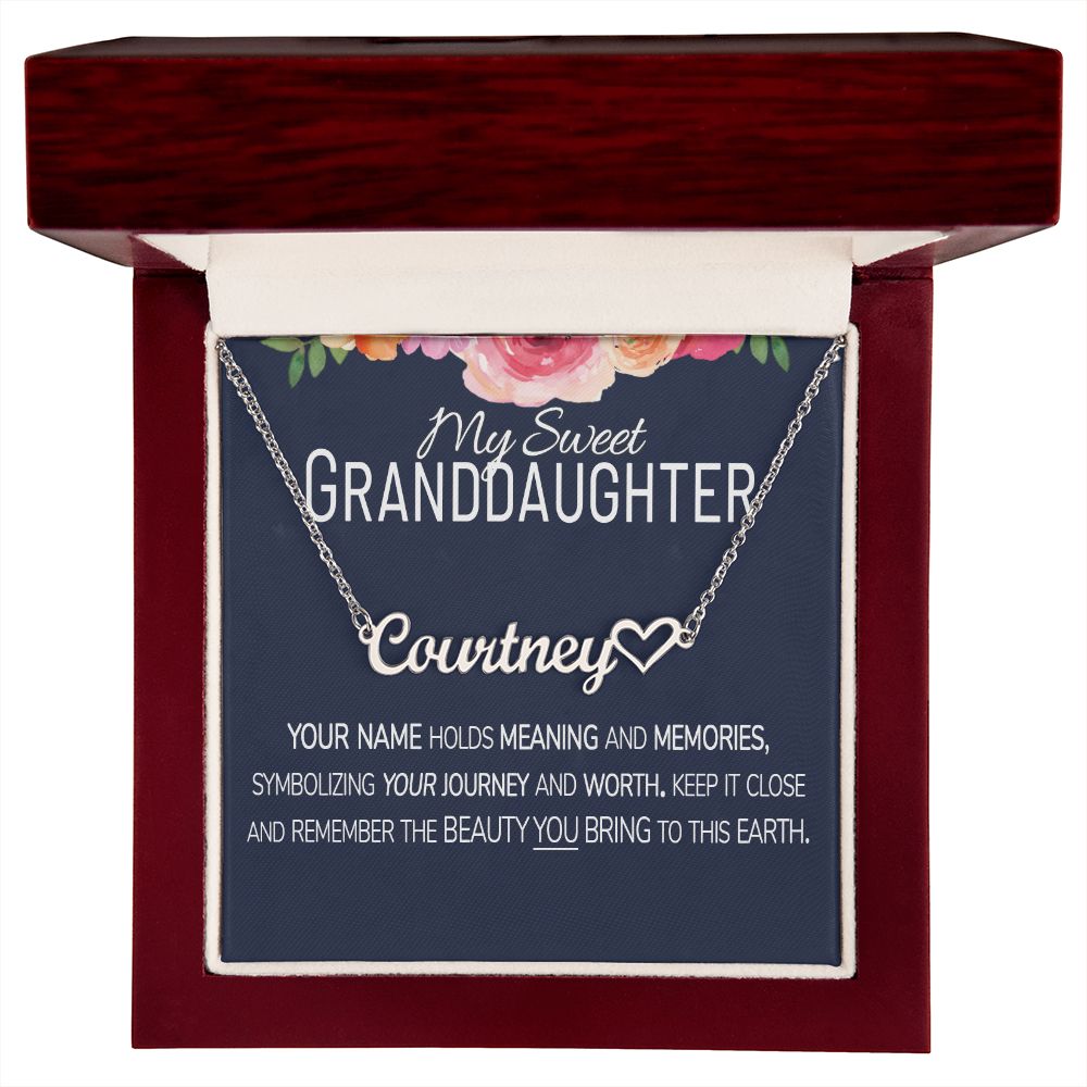 Special Birthday Gift for Granddaughter Custom Name Necklace and card