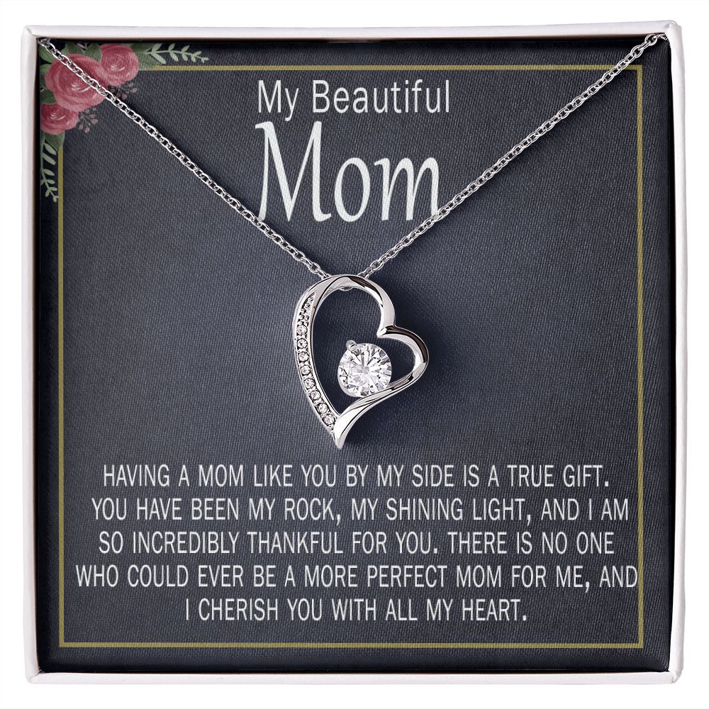 Best gift for mom birthday card and heart necklace