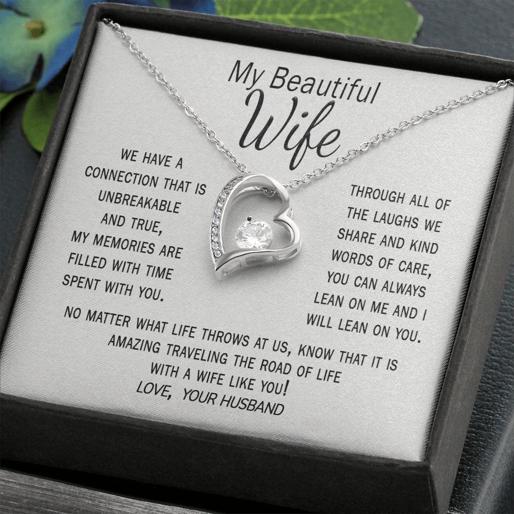 Best Wife Gift Heart Necklace white gold special card from husband