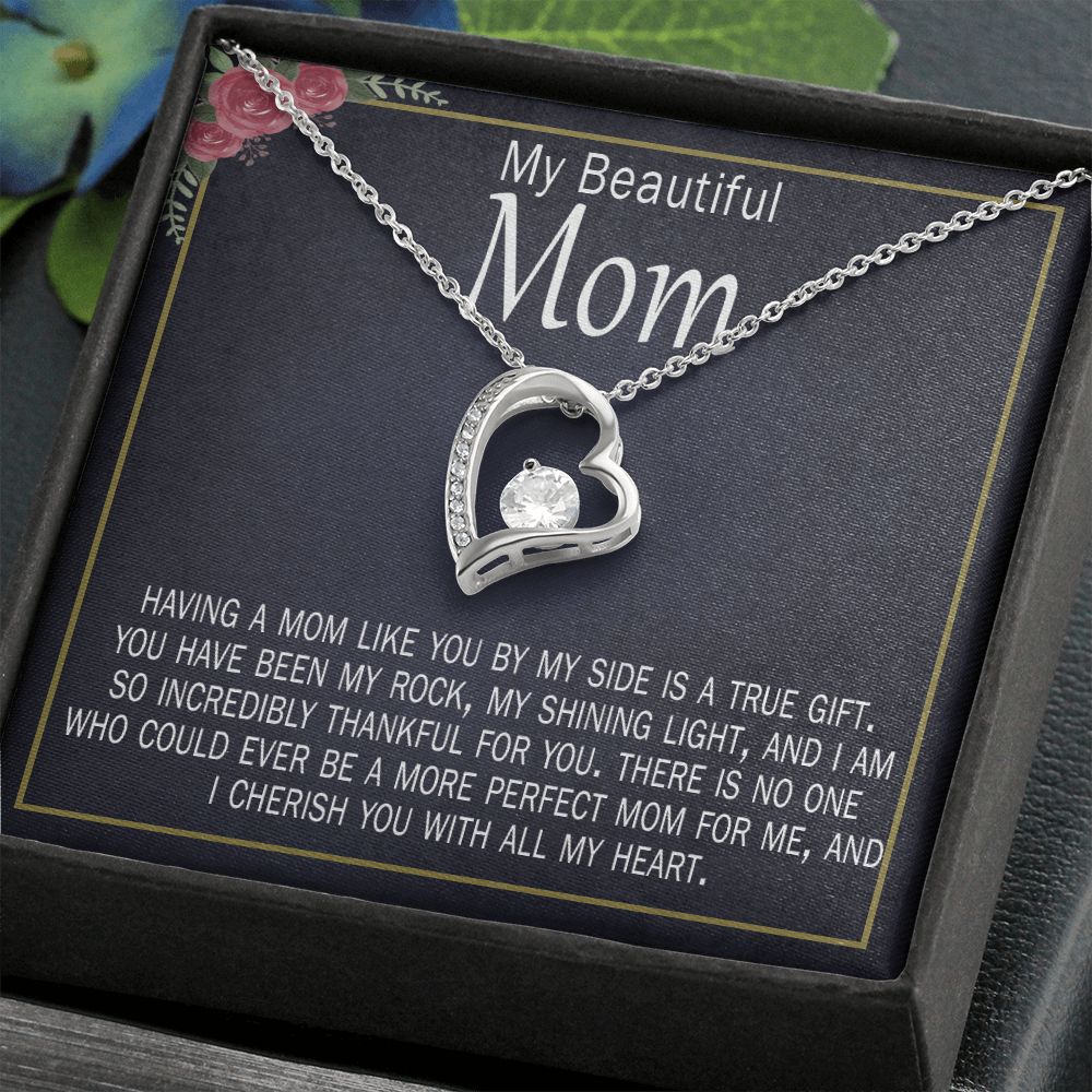 Birthday gift for mom card and heart necklace