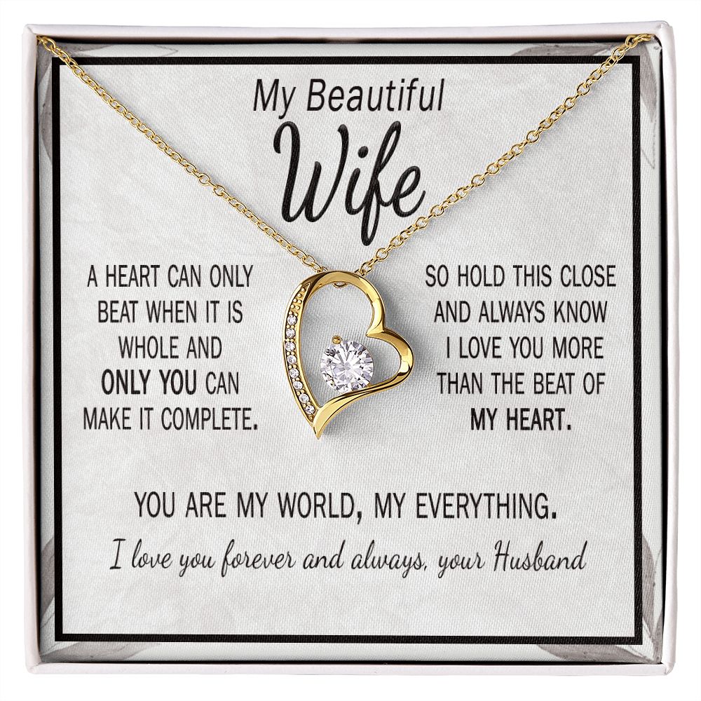 Valentine's Day Gift for Wife Gold Necklace and Card from husband