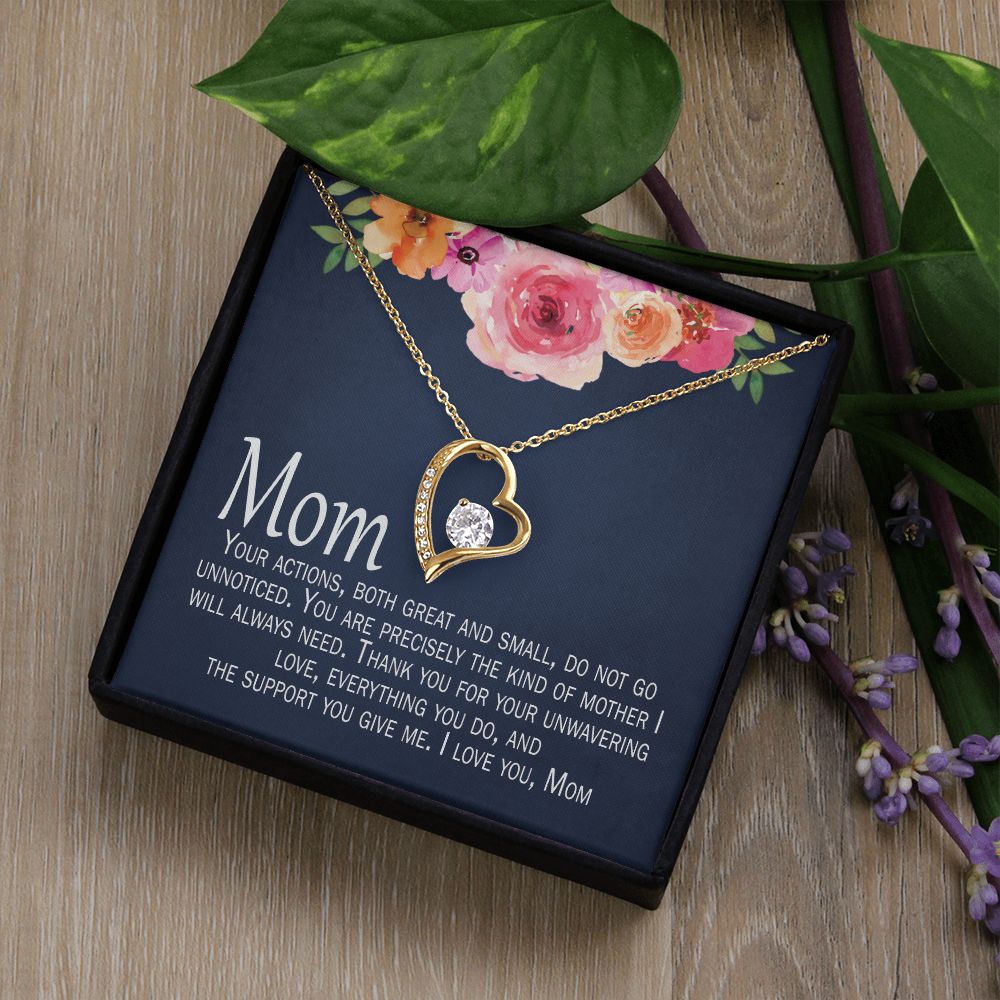 Birthday Gift for Mom Necklace and card from Daughter son