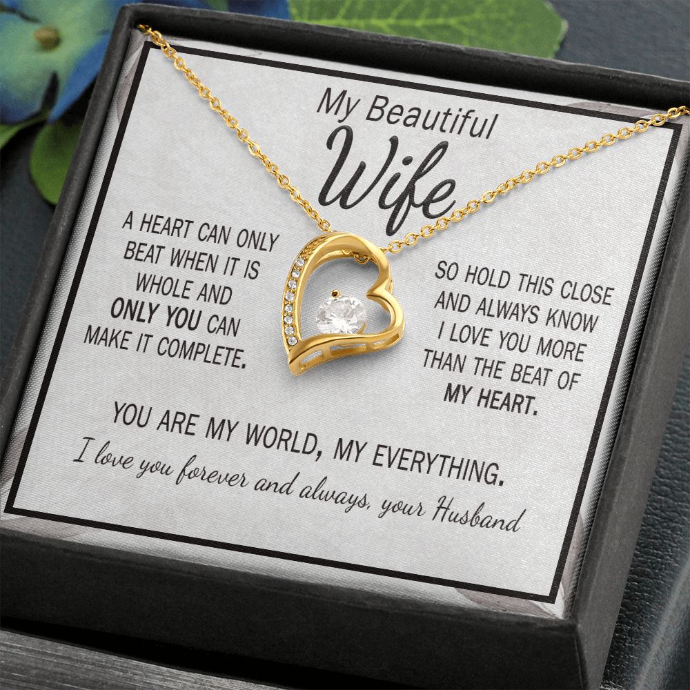 Mother's day Gift for Wife Card and gold Necklace from husband